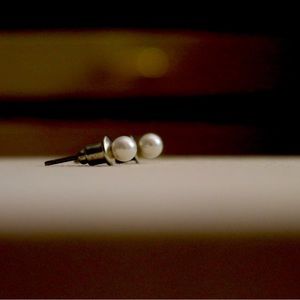 Silvertone Faux Pearl Studs